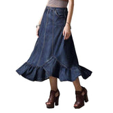 Langer Jeansrock im Meerjungfrauen-Stil in A-Linie
